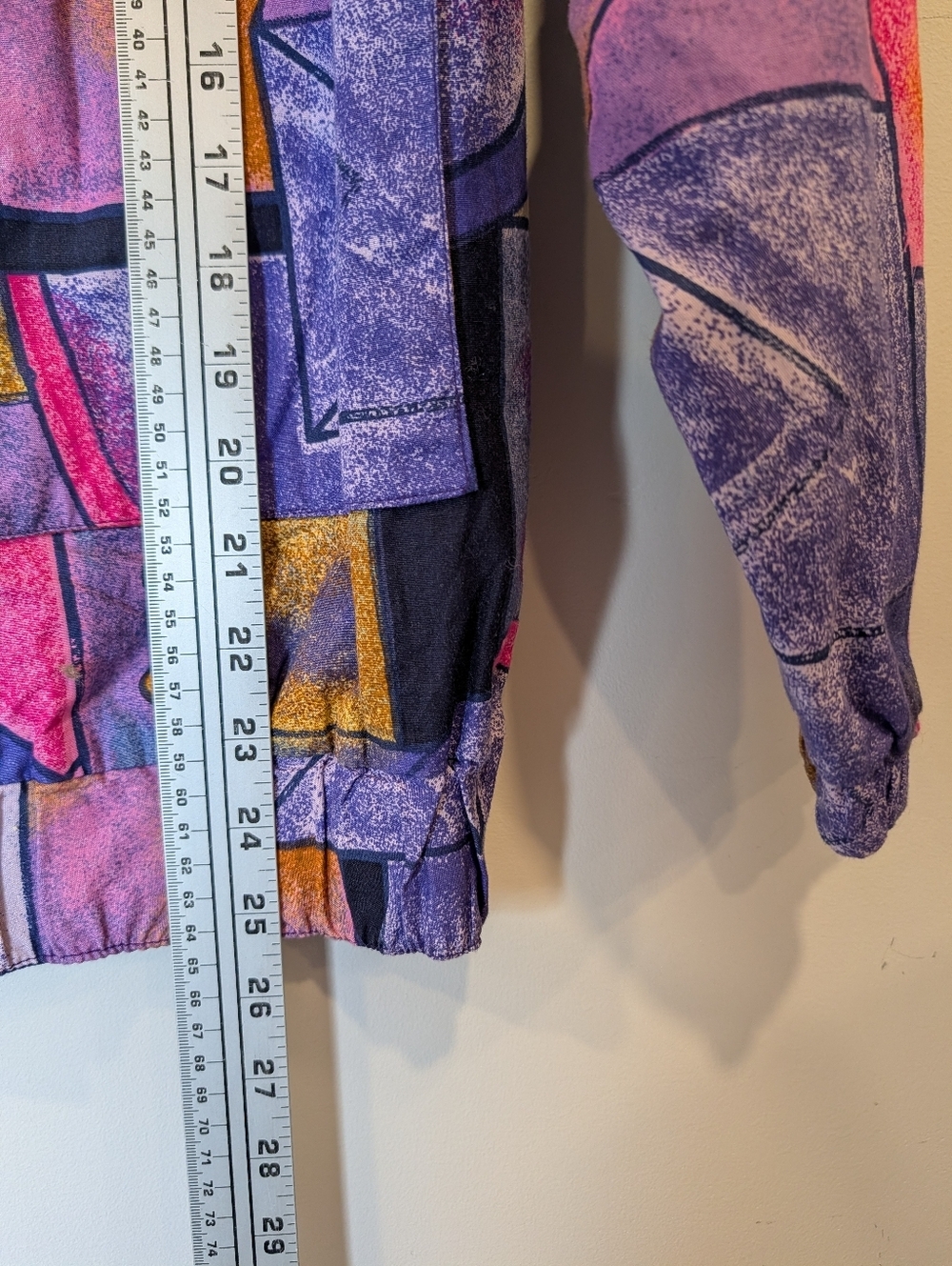 Vintage Abstract Print Jacket Pink Purple OSFM Fits L XL 90s Bold - Picture 12 of 12